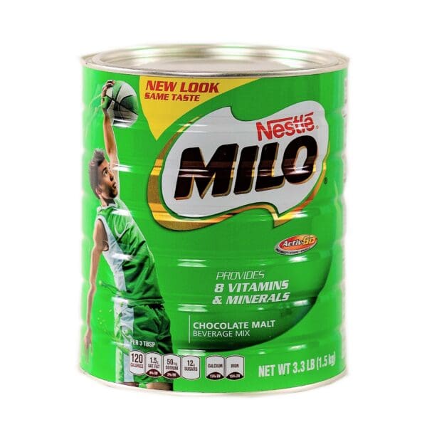 A can of milo is shown with the image of a boy.