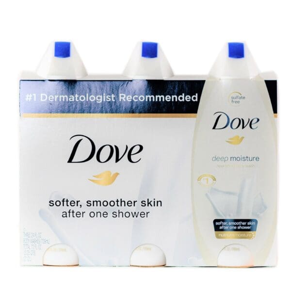 A box of dove body wash on a white background