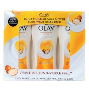 A box of olay body wash and lotion.