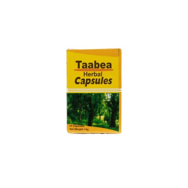 A box of taabea herbal capsules.