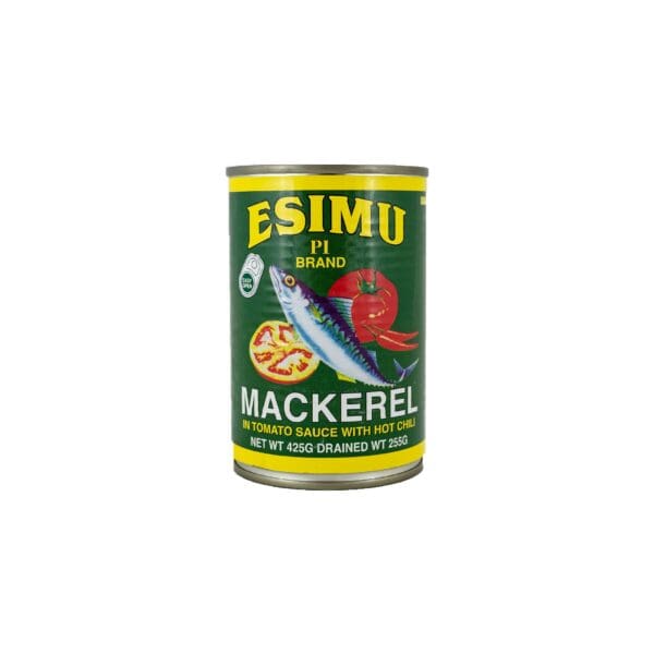 A can of fish food with mackerel and tomatoes.