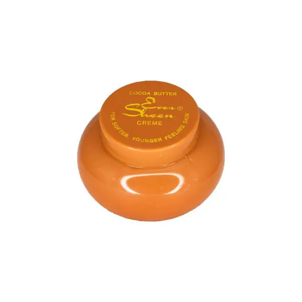 A round orange plastic container with yellow writing.