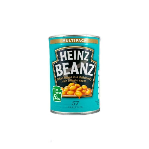 A can of beans is shown on a white background.