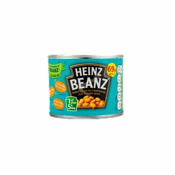 A can of beans is shown on a white background.