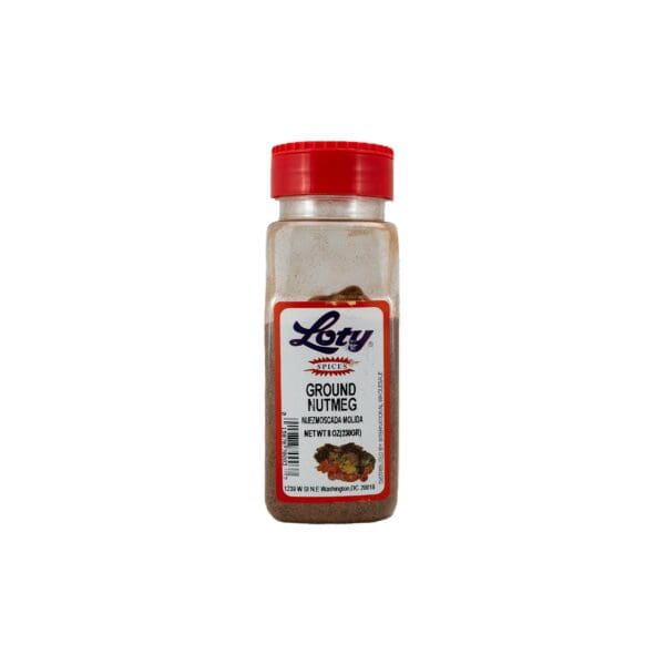 A bottle of seasoning with red cap.