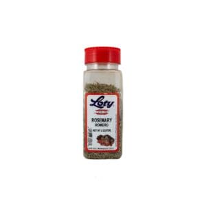 A jar of seasoning with red lid.