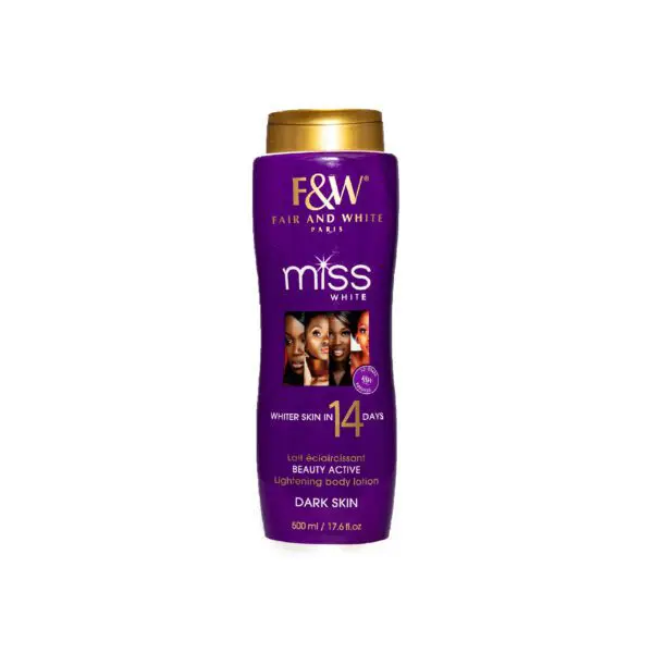 A bottle of miss white 's beauty active lotion.