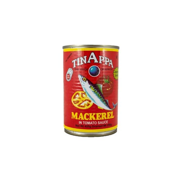 A can of mackerel in tomato sauce.