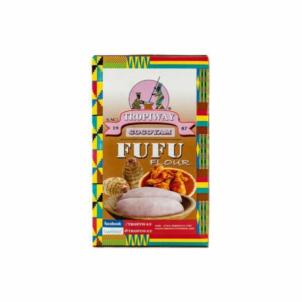 A box of pufu is shown in front of colorful background.