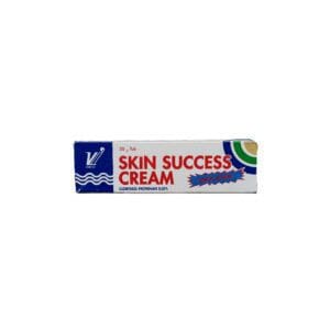 A box of skin success cream with a blue and white background.