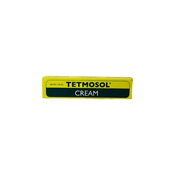 A yellow box of cream with the word " tetrosol " written on it.
