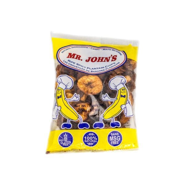 A bag of nuts with bananas and peanuts.