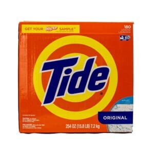 A box of tide detergent on a white background
