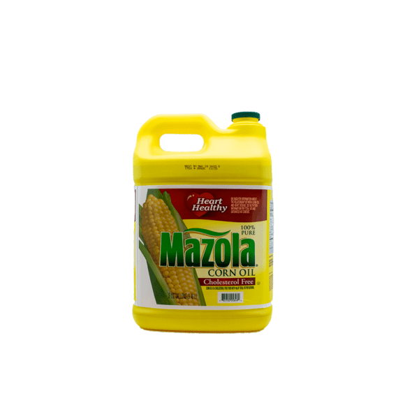 A yellow container of corn oil.